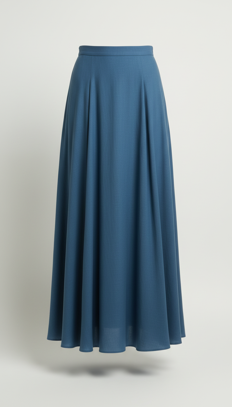 Flowing midi skirt in shoreline blue