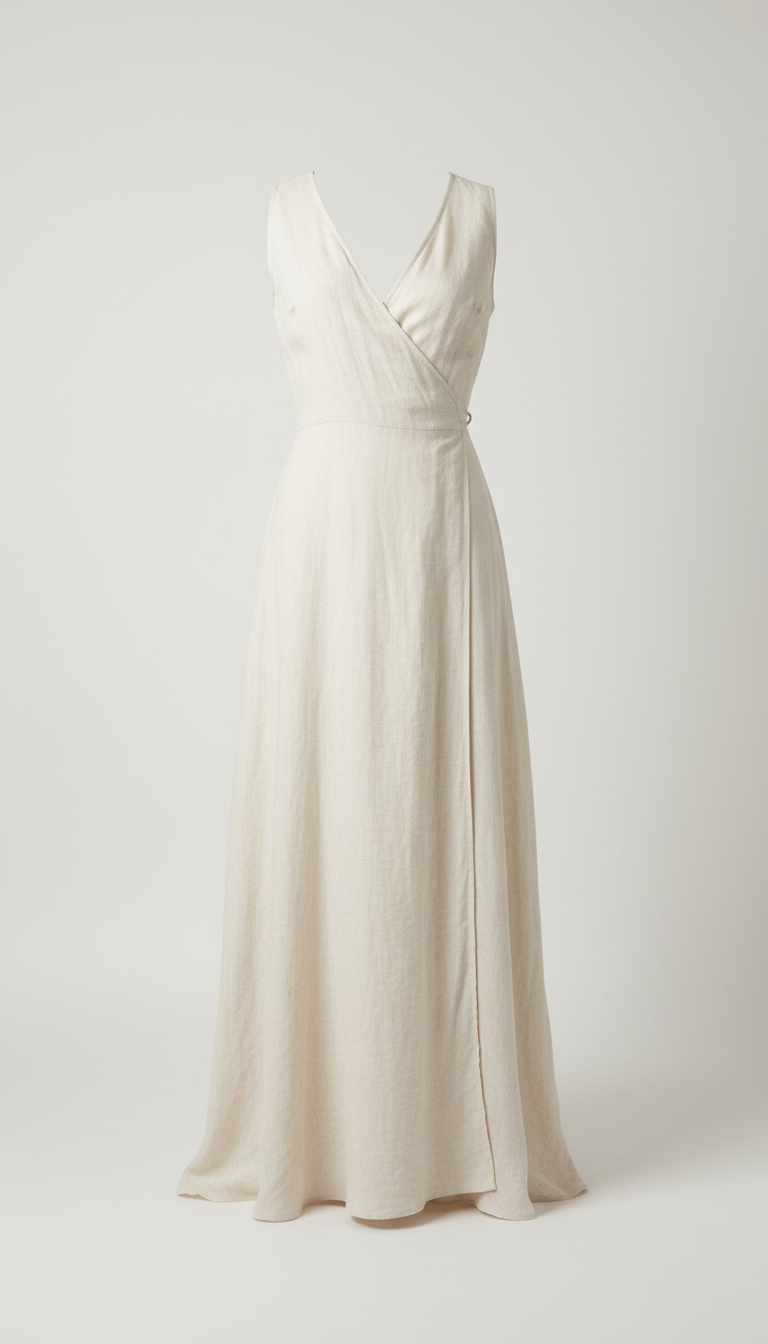 Linen wrap dress in cloud white
