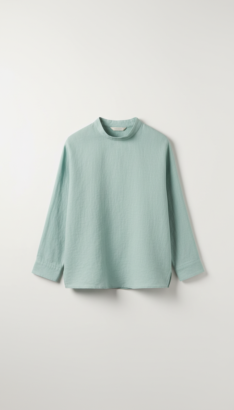 Boxy linen shirt in seafoam mist